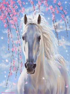 Картинка Белая лошадь 240х320 из коллекции Анимация на телефон Животные