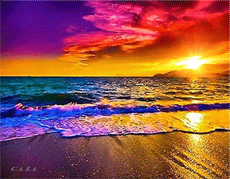 Картинка Закат над морем из коллекции Картинки анимация Природа