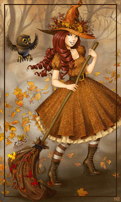 Ведьмочка с метлой - День Всех Святых Хэллоуин