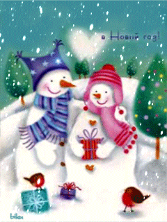 Картинка Анимации Новый год снеговики из коллекции Анимация на телефон Новогодние картинки