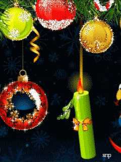 Картинка Елочные шары и свеча из коллекции Анимация на телефон Новогодние картинки